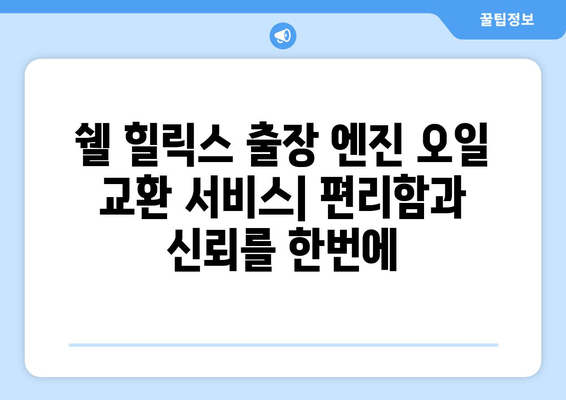 쉘 힐릭스 출장 엔진 오일 교환 서비스| 편리함과 신뢰를 한번에 | 자동차 정비, 엔진 오일 교체, 출장 서비스