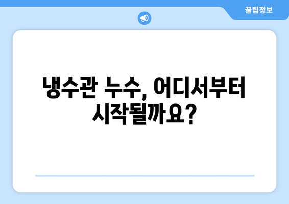 냉수관 누수 보수 현장| 문제 진단부터 완벽 해결까지 | 누수 원인, 보수 방법, 비용 가이드