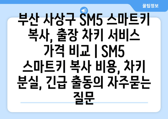 부산 사상구 SM5 스마트키 복사, 출장 차키 서비스 가격 비교 | SM5 스마트키 복사 비용, 차키 분실, 긴급 출동