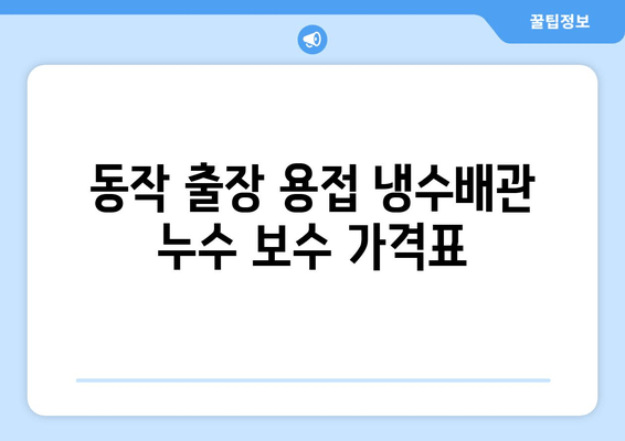 동작 출장 용접 냉수배관 누수 보수 가격표| 견적 비교 & 전문 업체 추천 | 누수, 배관, 용접, 출장, 가격, 견적