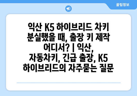 익산 K5 하이브리드 차키 분실했을 때, 출장 키 제작 어디서? | 익산, 자동차키, 긴급 출장, K5 하이브리드