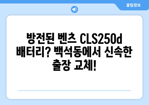 벤츠 CLS250d 배터리 백석동 출장 교체| 빠르고 안전하게 | 벤츠 배터리, 출장 교체, 백석동, 자동차 배터리