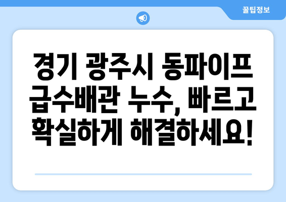 경기 광주시 동파이프 급수배관 누수 차단 수리 출장 경비 상세 안내 | 동파, 누수, 급수, 배관, 수리, 출장, 비용