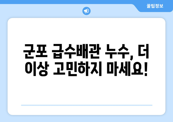 군포 급수배관 누수, 출장 용접으로 빠르고 안전하게 해결하세요 | 누수 차단, 배관 수리, 24시간 출동