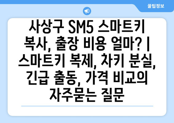 사상구 SM5 스마트키 복사, 출장 비용 얼마? | 스마트키 복제, 차키 분실, 긴급 출동, 가격 비교