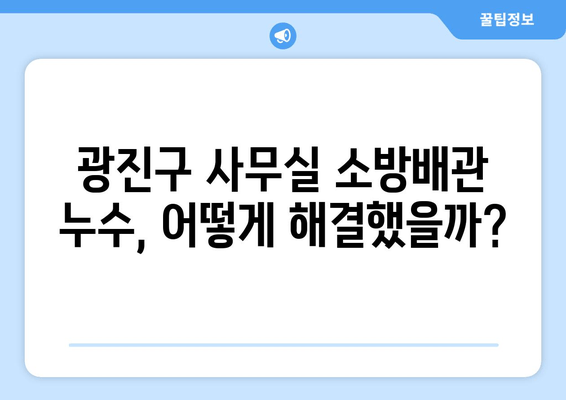 광진구 사무실 소방배관 누수, 교체 및 보수 성공 사례 공유| 문제 해결부터 완벽 복구까지 | 소방배관 누수, 사무실 누수, 광진구 배관공, 소방시설 관리