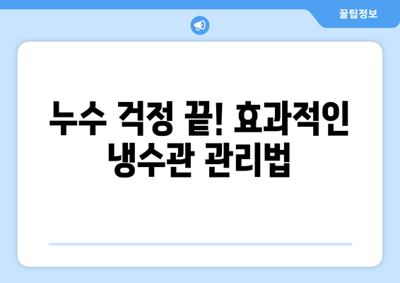 동작구 노후 냉수관 누수 보수 현장 공개| 문제 해결 과정과 전문가 조언 | 누수, 냉수관, 보수, 현장