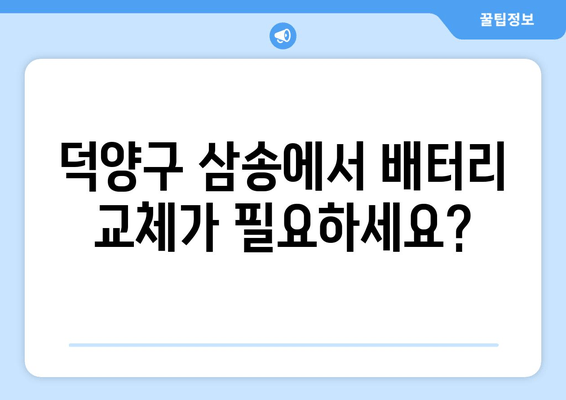 덕양구 삼송 출장 배터리 교체 전문 | 빠르고 저렴하게 배터리 교체하세요 |