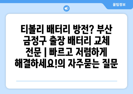 티볼리 배터리 방전? 부산 금정구 출장 배터리 교체 전문 | 빠르고 저렴하게 해결하세요!