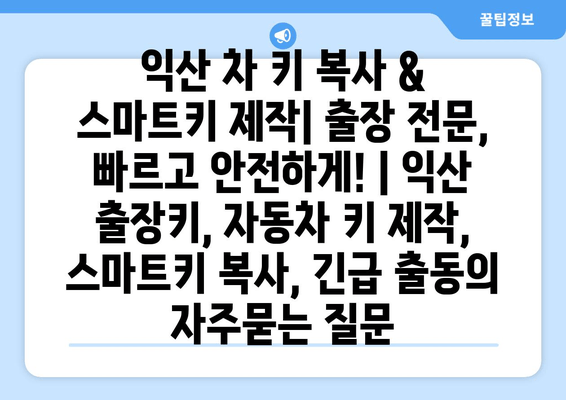 익산 차 키 복사 & 스마트키 제작| 출장 전문, 빠르고 안전하게! | 익산 출장키, 자동차 키 제작, 스마트키 복사, 긴급 출동