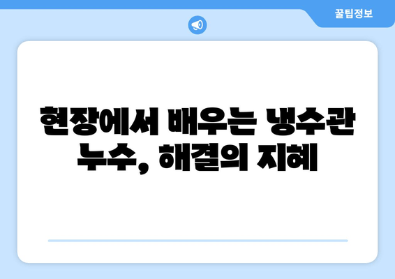 동작구 노후 냉수관 누수 보수 현장 리포트| 문제점, 해결 과정, 그리고 교훈 | 냉수관 누수, 보수 공사, 현장 경험, 노후 시설, 동작구