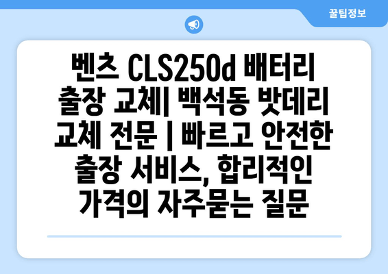 벤츠 CLS250d 배터리 출장 교체| 백석동 밧데리 교체 전문 | 빠르고 안전한 출장 서비스, 합리적인 가격