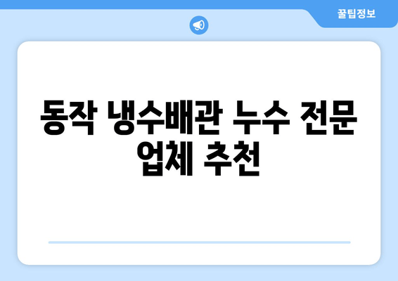 동작 냉수배관 누수, 노후 가정용품 보수 완벽 가이드 | 냉수배관 누수 해결, 수리 비용, 전문 업체 추천