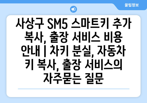 사상구 SM5 스마트키 추가 복사, 출장 서비스 비용 안내 | 차키 분실, 자동차 키 복사, 출장 서비스