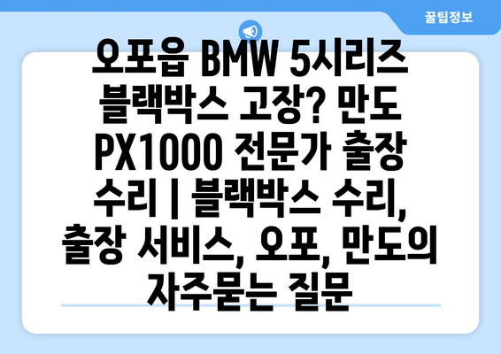 오포읍 BMW 5시리즈 블랙박스 고장? 만도 PX1000 전문가 출장 수리 | 블랙박스 수리, 출장 서비스, 오포, 만도