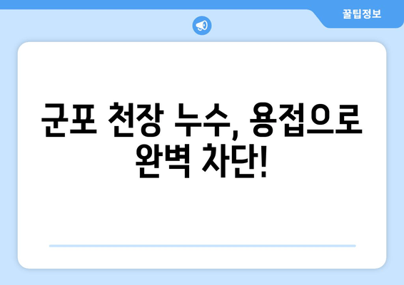 군포 천장 급수배관 누수, 출장 용접으로 말끔하게 해결하세요! | 누수 차단, 배관 수리, 군포 출장, 전문가