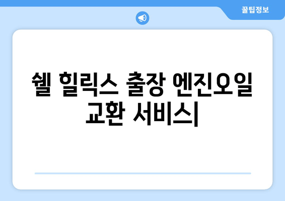 쉘 힐릭스의 혁신적인 출장 엔진오일 교환 서비스| 편리함과 신뢰를 한 번에! | 쉘 힐릭스, 출장 엔진오일 교환, 자동차 관리, 편리한 서비스