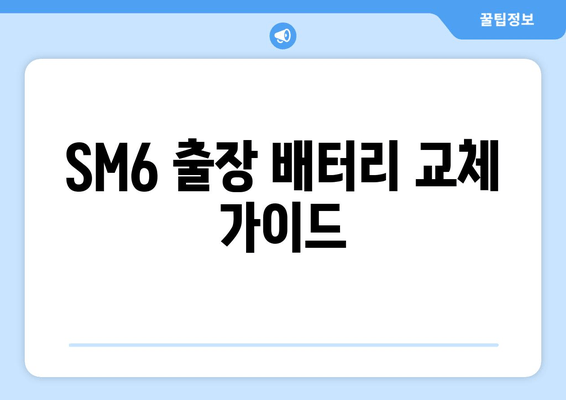 SM6 출장 배터리 교체, 어떤 배터리가 최고일까요? | SM6, 배터리 교체, 출장 서비스, 추천