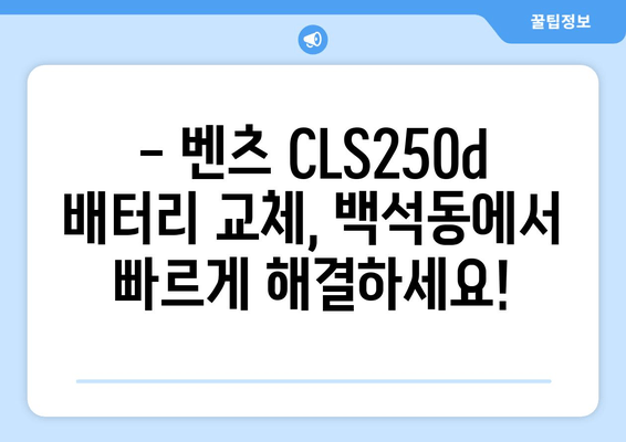 벤츠 CLS250d 배터리 교체, 백석동 출장 전문점에서 빠르고 안전하게! | 벤츠 배터리 교체, 출장 배터리, 자동차 배터리, 백석동