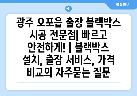 광주 오포읍 출장 블랙박스 시공 전문점| 빠르고 안전하게! | 블랙박스 설치, 출장 서비스, 가격 비교