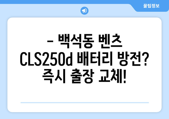 백석동 벤츠 CLS250d 배터리, 즉시 출장 교체! |  빠르고 안전하게, 전문가에게 맡기세요