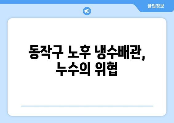 동작구 노후 냉수배관 누수 보수 현장 기록| 문제점 분석 및 해결 과정 | 냉수배관 누수, 누수 원인, 보수 방법, 현장 경험