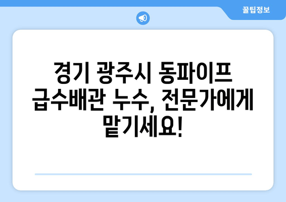 경기 광주시 동파이프 급수배관 누수 차단 수리 출장 경비 상세 안내 | 동파, 누수, 급수, 배관, 수리, 출장, 비용