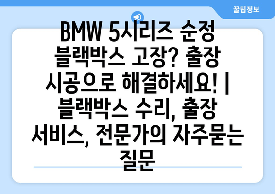 BMW 5시리즈 순정 블랙박스 고장? 출장 시공으로 해결하세요! | 블랙박스 수리, 출장 서비스, 전문가