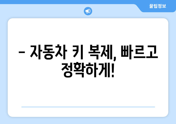 인천 차키 분실 시, 자동차 키 복제 전문가의 해결책 | 인천, 차키 분실, 자동차 키 복제, 긴급 출동