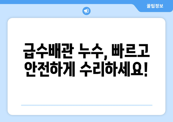 천정 급수배관 누수, 군포 출장 용접으로 말끔하게 해결하세요! | 누수 차단, 배관 수리, 믿음직한 보수