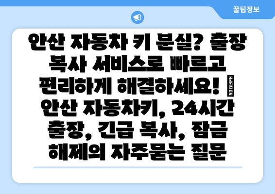 안산 자동차 키 분실? 출장 복사 서비스로 빠르고 편리하게 해결하세요! | 안산 자동차키, 24시간 출장, 긴급 복사, 잠금 해제