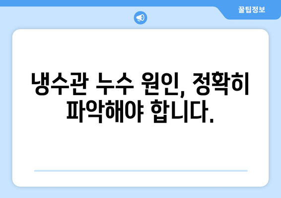 냉수관 누수 보수 현장| 문제 진단부터 완벽 해결까지 | 누수 원인, 보수 방법, 비용 가이드