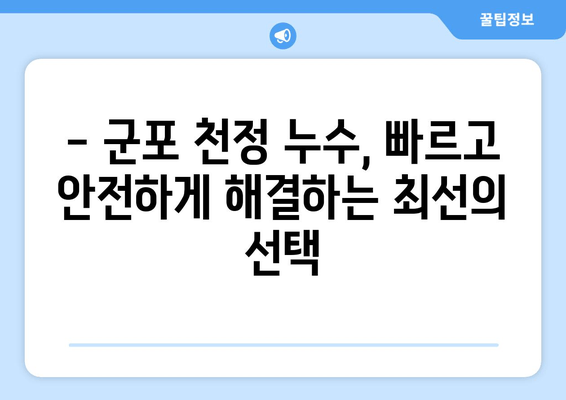 군포 천정 급수배관 누수, 즉시 차단 & 보수 출장용접 | 누수 전문, 빠른 해결, 합리적인 가격