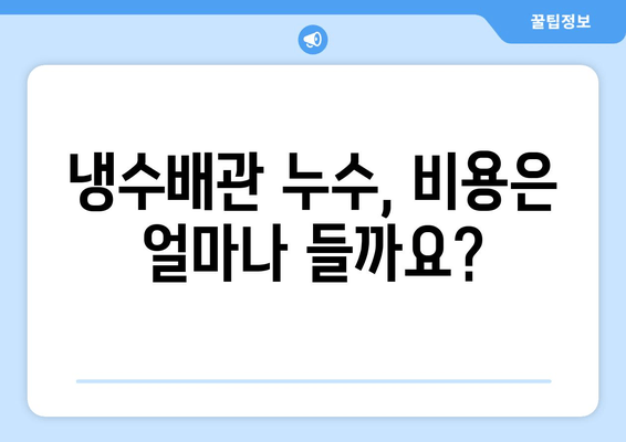 동작구 노후 냉수배관 누수, 이렇게 해결하세요! | 누수 원인, 보수 방법, 비용, 전문업체 추천