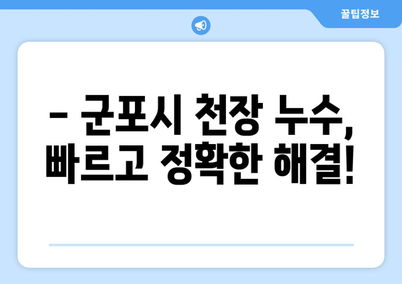 군포시 천정 급수배관 누수 차단, 출장 수리 비용 안내 | 군포 누수, 급수배관 수리, 출장 서비스, 비용 견적