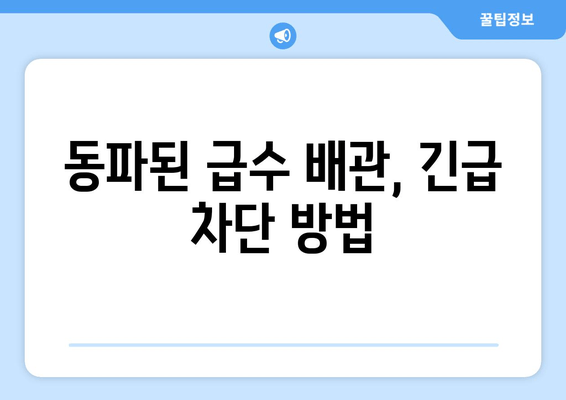 동파이프 급수배관 누수, 이렇게 차단하고 보수하세요! | 동파 방지, 급수 배관, 누수 해결, 수리 가이드