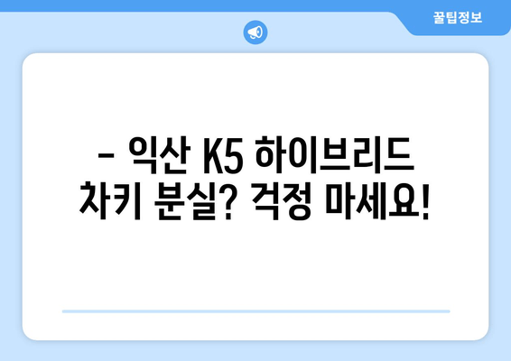 익산 K5 하이브리드 차키분실? 출장 키제작 & 스마트키 복사 전문 | 긴급 출동, 당일 해결