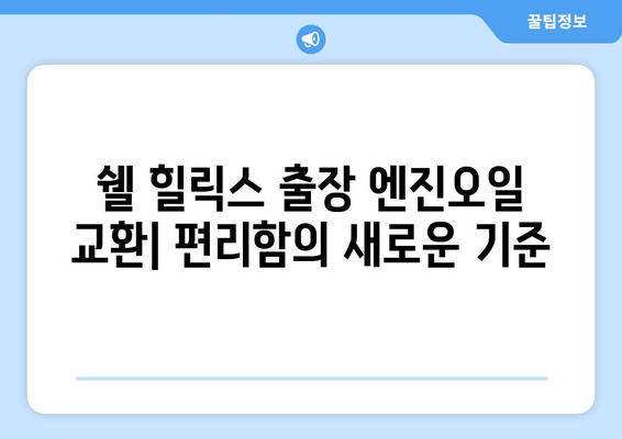 출장 엔진오일 교환의 편리함, 쉘 힐릭스가 선사하는 새로운 서비스 | 쉘 힐릭스, 엔진오일 교환, 출장 서비스, 편리함,