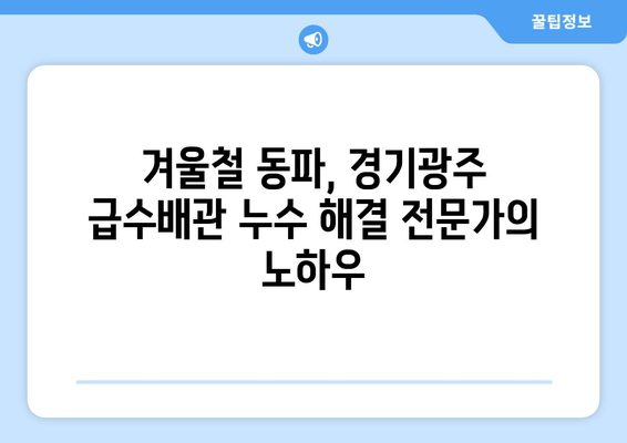 경기광주 동파이프 & 급수배관 누수 차단 보수 현장 사례| 성공적인 해결 전략 공개 | 동파, 누수, 배관, 보수,  겨울철 대비