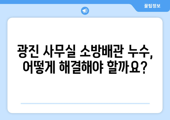 광진 사무실 소방배관 누수| 교체 & 보수 작업 가이드 | 소방시설, 누수 해결, 안전 관리