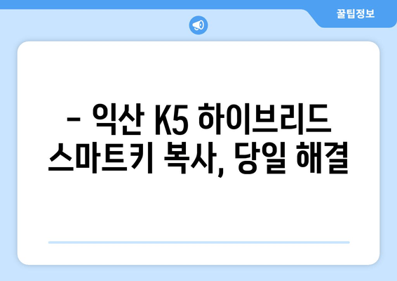 익산 K5 하이브리드 차키분실? 출장 키제작 & 스마트키 복사 전문 | 긴급 출동, 당일 해결