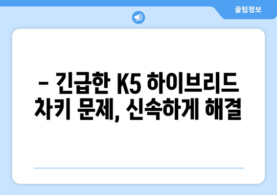 익산 K5 하이브리드 차키분실? 출장 키제작 & 스마트키 복사 전문 | 긴급 출동, 당일 해결