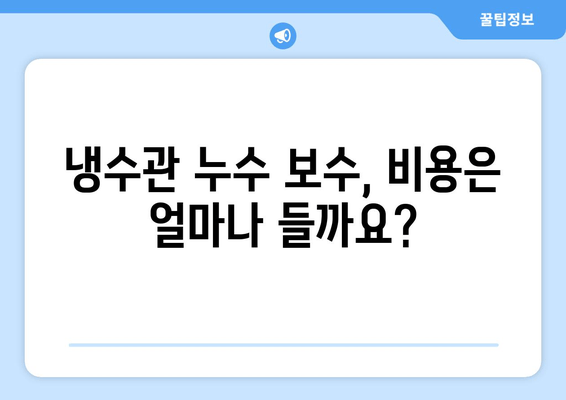 냉수관 누수 보수 현장| 문제 진단부터 완벽 해결까지 | 누수 원인, 보수 방법, 비용 가이드