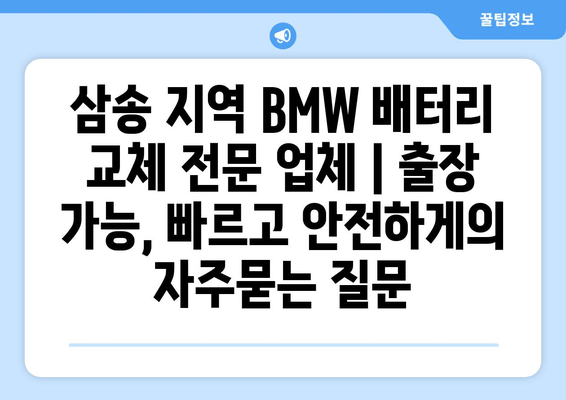 삼송 지역 BMW 배터리 교체 전문 업체 | 출장 가능, 빠르고 안전하게