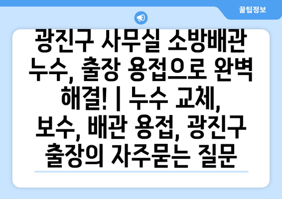 광진구 사무실 소방배관 누수, 출장 용접으로 완벽 해결! | 누수 교체, 보수, 배관 용접, 광진구 출장