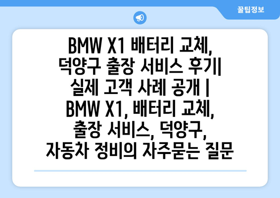 BMW X1 배터리 교체, 덕양구 출장 서비스 후기| 실제 고객 사례 공개 | BMW X1, 배터리 교체, 출장 서비스, 덕양구, 자동차 정비