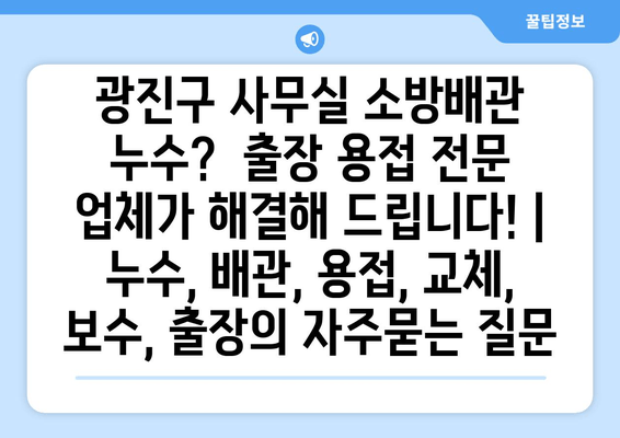 광진구 사무실 소방배관 누수?  출장 용접 전문 업체가 해결해 드립니다! | 누수, 배관, 용접, 교체, 보수, 출장