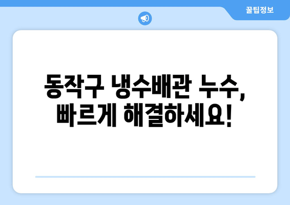 동작구 노후 냉수배관 누수, 빠르고 전문적인 출장 보수 지원 | 냉수배관 누수, 누수탐지, 배관공사, 긴급 출장, 동작구 배관