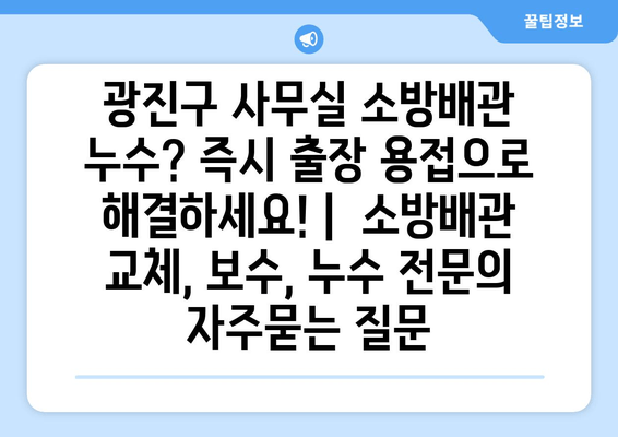 광진구 사무실 소방배관 누수? 즉시 출장 용접으로 해결하세요! |  소방배관 교체, 보수, 누수 전문