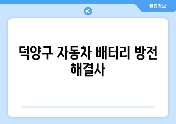 덕양구 자동차 배터리 방전? 걱정 마세요! 출장 교체 서비스로 편리하게 해결하세요! | 덕양구, 밧데리, 출장, 교체, 자동차, 배터리, 방전